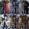 2023 Kvinnor Woolen Coat Blandar flera färgmatchande rutiga långärmad lapelrock tryckt trasa S-3XL