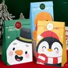 Juldekorationer 12st papperspåsar Santa Claus Snowman Holiday Xmas Party Favor Bag