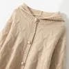 Jackets femininos 2023 Winter Top Cashmere Cardigan Sweater Hoodie Knitwear Sul Fashion Fashion Loose Frete grátis 230131