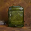 Backpack Handmade Genuine Leather Men Business Male 15.6 Inch Laptop Bag Daypacks Large Capacity Travel Bags College School