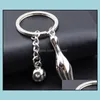 Llaveros Lanyards Mini Bowling Key Ring Llavero de metal de recuerdo de alta calidad Llavero de bola de encanto creativo Keyfobs Colgante de coche Parte DHLMV