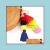 Keychains Lanyards söta Pompom Tassel Keyring Boho Bag Charm Pendant Keychain for Women Purse Handbag Decor Smycken Y423Z Drop Del Dhzh6