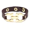 Braccialetto Donna Moda Bracciale Donna Lns Minority Design PU Lega di cuoio Fibbia geometrica Produttore di gioielli all'ingrosso