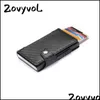 Money Clips Zovyvol Men And Women Slim Card Holder Carbon Fiber Pu Leather Wallet Rfid Blocking Case For Travel Drop J220809 Deliver Dhkiq