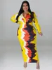 Plus size Dresses Wmstar Size Women Clothes Tie Dye Long Sleeve V Neck Casual Fashion Shirts Maxi Dress Wholesale Drop 230130