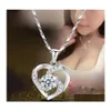 Pendant Necklaces Love Crystal Necklace Sliver Sapphire Birthday Gift For Women Jewelry White Purple 3 2Lr Q2 Drop Delivery Pendants Dhtzr