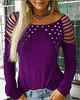 Blouses Femmes Chemises Femmes Rivet Paillettes Épaule Froide Mode Dames À Manches Longues Creux Blouse Femme Solide Pulls Top Plus Taille 5XL 230131