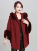 Sjaals imitatie kasjmier dames sjaal winter bont kraag vest poncho poncho femme dikke capa para mujer pashmina sjaal kerst