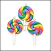 Party Favor Soft Clay Lollipop Cabochons handgjorda DIY Materialdekoration h￤rlig nyckelringskedja Fashion Pendant Gift Supplies Gift Dhber