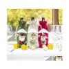 Christmas Decorations Decoration Jute Wine Bags Santa Claus Ornaments Xmas Champagne Bottle Ers Bag Dinner Dstring Wq184 Drop Delive Dhxpf