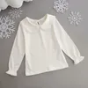 Детские рубашки Осенние зимние школьники девочки белые блуза Рубашки подростки хлопковая одежда с длинным рукавом детская футболка детская малышка малыша 230130