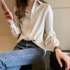 Women's TShirt Spring Formal Shirt Large Size Lapel Lantern Sleeve Korean Shirts Solid Color Simple Summer Fashion Blouses 4XL 230131