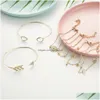 Charm Armband Fashion Jewelry 6pcs Armband Set Arrow Diamond Water Drop Compass Broken Pine Stone V Bangle Chain Delivery Dhukb