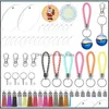 Keychains lanyards Clear acryl lege plekken kwastjes hanger set cirkel schijven sleutelhanger ring met kreeft clasp voor doe -het -zelf ambachten kit dhk5f