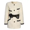Damen Wollmischungen Koreanische Mode Thicking Weiß Grau Tweed Jacke Für Frauen 2023 Mittellanger Wintermantel Weibliche Lose Lässige Ourwear Str