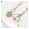 Pendanthalsband Fashion Jewelry Rhinstone Love Heart Necklace Toggle Clasp Chain Choker Drop Delivery Pendants DHXH5