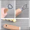 Openers Stainless Steel Wine Nonslip Wooden Handle Drink Beer Bottle Opener Portable Hanging Corkscrew Kitchen Bar Tool Paa9842 Drop Otgvn