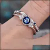 Band Rings Arrival Cz Diamond Ring For Women Sier Colorf Round Engagement Set Fashion Wedding Jewerly Valentines Day Gifty Drop Deli Dhdfp