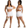 Women's Tracksuits 2023 Diamonds Flaring Sexy Young Elegant Strapless Sleeveless Top Group Short Pants Skinny Women 2 Piece Set