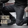 Herr jeans taktiska män multi fickor denim byxor manlig strid militär menstrousare casual pant pantalones hombre vår sommaren 230131