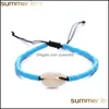 Charmarmband handgjorda fl￤tade skalarmband f￶r m￤n kvinnor mti f￤rg harts p￤rla v￤vd med sommarsemester strand smycken justabla otdip