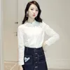 Dames t -shirt lente herfst Korea mode vrouwen shirts lange mouw patchwork gestreepd wit shirt 100 katoen vrouwelijk casual blouses d195 230131