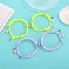 Braccialetti con ciondoli 1 set coppia magnetica luminosa regolabile abbinato sorriso rotondo amicizia regalo di anniversario per gli amanti degli amici