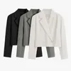 Kadınlar Suits Office Blazer Çok yönlü cilt-dokunma anti-solurlu yaka kısa tip kadınlar ceket ceket sokak kıyafetleri