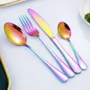 Dinnerware Sets Kitchen Dining Table Spoon Fork Knife Kit Set Western Silverware Stainless Steel Flatware Cutlery Mirror Polished