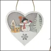 Christmas Decorations Led Grow Heartshaped Snowman Hanging Pendant Lighted Wooden Wreath Ornaments Pendants For Xmas Tree Decoration Otkf9