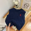 Maglione per bambini Gilet con aghi spessi Pullover senza maniche con scollo a V Maglione lavorato a maglia Top con rifilatura Maglione per ragazzi 2-7T