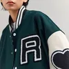 Men's Jackets Spring and Autumn Poker Embroidered Baseball Jacket Leather Sleeve Men Women Couples American Street Loose 230130