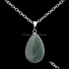 Pendant Necklaces Chain Necklace Shape Natural Stone Real Amethyst Pretty Turquoise Water Drop Quartz For Women Bdehome Delivery Jew Dhxro