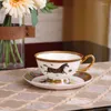 Koppar Saucers Luxury Porslin Horse Coffee Cup and Saucer With Orange Box European Tea Set Wedding Birthday Housewarming Christmas Presents