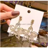 Dangle Chandelier Fashion Jewelry S925 Sier Post Earrings Rhinstone Flower Stud Drop Delivery Dh5Bd