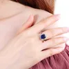 Cluster Rings 925 Sterling Silver Sapphire Ring Ladies Brilliant Luxury Atmospic Classic Dark Blue Zircon Opening Justerbara smycken