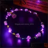 Feest gunst knipperende led -snaren gloed bloem kroon hoofdbanden licht rave rave bloemen haar slinger lichtgevende krans bruiloft geschenken wq479 dr7480595