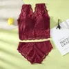 Bras Sets SALSPOR Sexy Underwear Women Lace Backless Lingerie Wireless Padded Crop Top Bra Wide Shoulder Strap Breathable Set