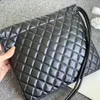 Designer Multi-pocket Vintage Calfskin Bags Women Retro Genuine Leather Diamond Quilted Shoulder Strap Silver Zipper Women Kangpeng Handbags Chest Bag 28x8x23CM