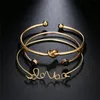 Armreif Teile/Set Mode Brief Liebe Knoten Runde Perlen Verstellbare Öffnung Gold Armband Frauen Charme Schmuck