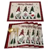 Table Mats Cute Linen Christmas Faceless Gnome Tree Elk Snowman Printed Place Mat Pad Cloth Placemat Cup Doily Kitchen