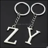 Keychains Lanyards Personalized Az Name Keychain Charm Jewelry 26 Alphabet Letter Keyring English Letters Keyfobs Holder Party Fav Dh6Zg