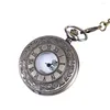 Relógios de bolso padrão personalizado steampunk quartzo vintage algarismos romanos assistem unissex redondo colar de mostrador 2023 relógio