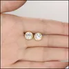 Stud Arrivée 3A Cubique Zircone Boucles D'oreilles Rondes Pour Femmes Filles Sier Or Plaque De Cuivre Élégant Boucle D'oreille Bijoux De Mariage Cadeau Y Drop Deli Dh1N7