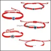 Beaded Strands Adjustable Blue Eye Red Rope Bracelets Handmade Braided Lucky String Charm Bracelet For Women Men Fashion Friendship Otyr7