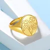 Eheringe Valily handgefertigtes Blütensignet Ring Edelstahl Geburts Geburtsgeburte zarte personalisierte Aussage Schmuck für Frauen Mädchen