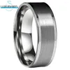 Wedding Rings Tungsten Carbide Engagement Ring 8mm 6mm Band For Men Wemen Flat Center Brushed Polished Finish In StockComfort Fit