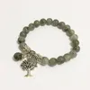 Braccialetti con ciondoli Braccialetti in pietra labradorite naturale Perline di mala Albero reale Reiki Guarigione Meditazione Energia Donna UomoFascino