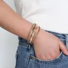 Charm Bilezikler Allyes Marff Shell Deri Bileklik Kadınlar İçin Boho Metal Tüp Kristal Boncuklar Zincir Bangles Beach Takı