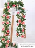 Decorative Flowers 2Pcs Artificial Flower Garland Silk Rose Vine Hanging For Wedding Decoration Garden Home Arch Car Decor 16 Head